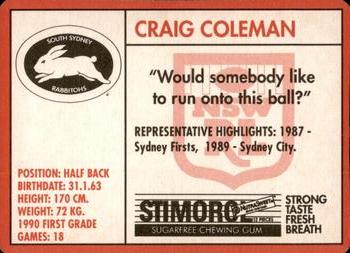 1991 Stimorol NRL #149 Craig Coleman Back